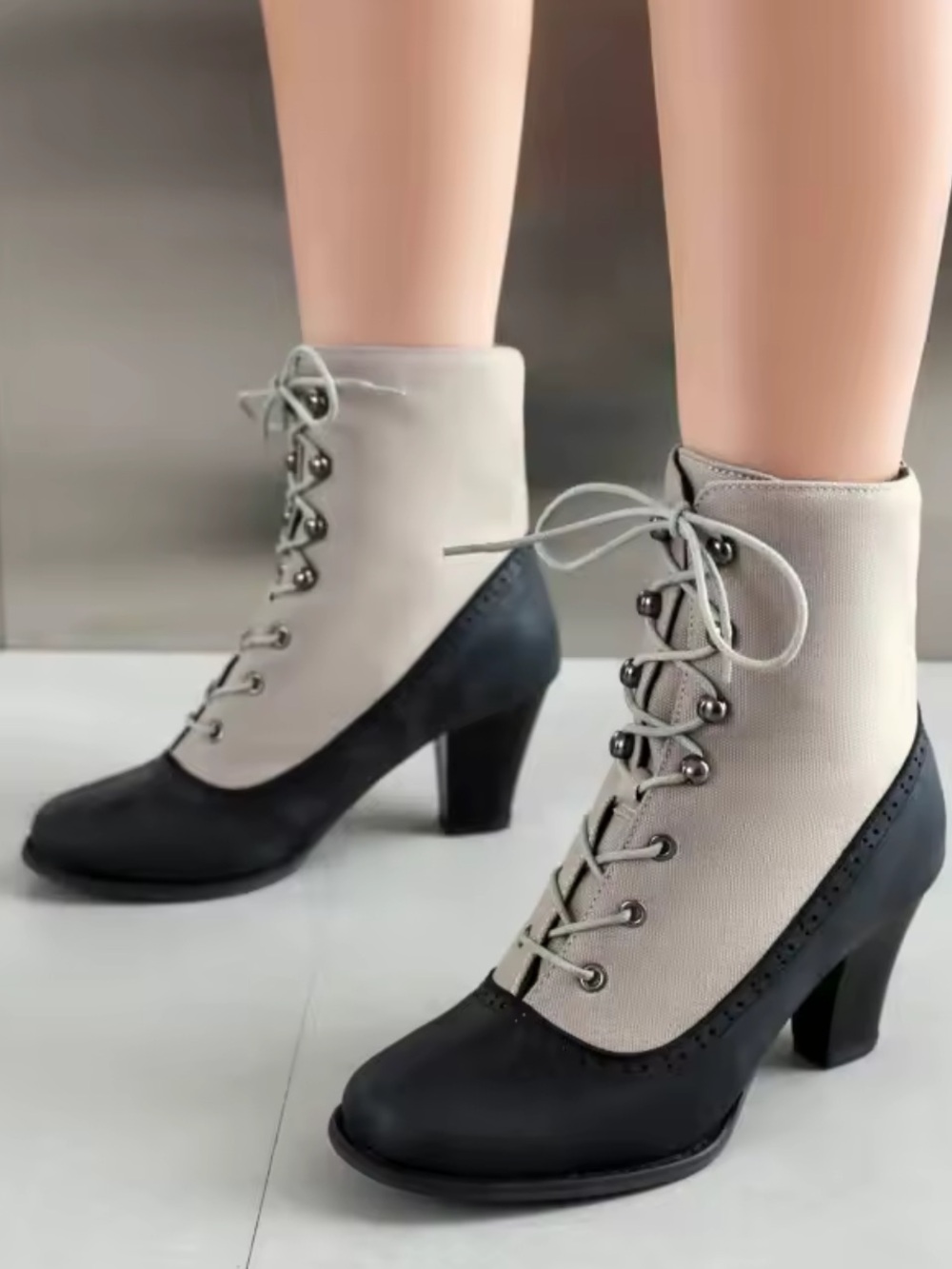 Victorian Grey Black Witch Cosplay Costume Renaissance Shoes Pirate Boots 6